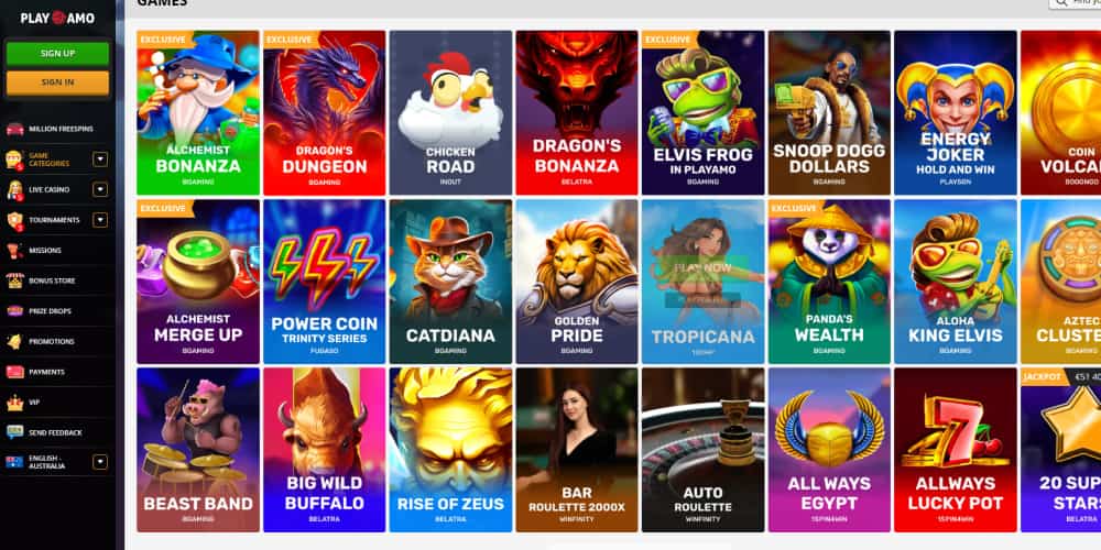 PlayAmo e-wallet casino games